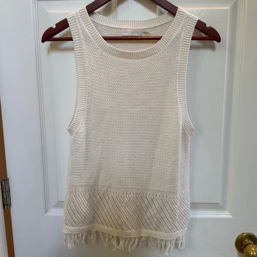 Ramy Brook Fringed Linen Tank Top - Picture 4 of 12